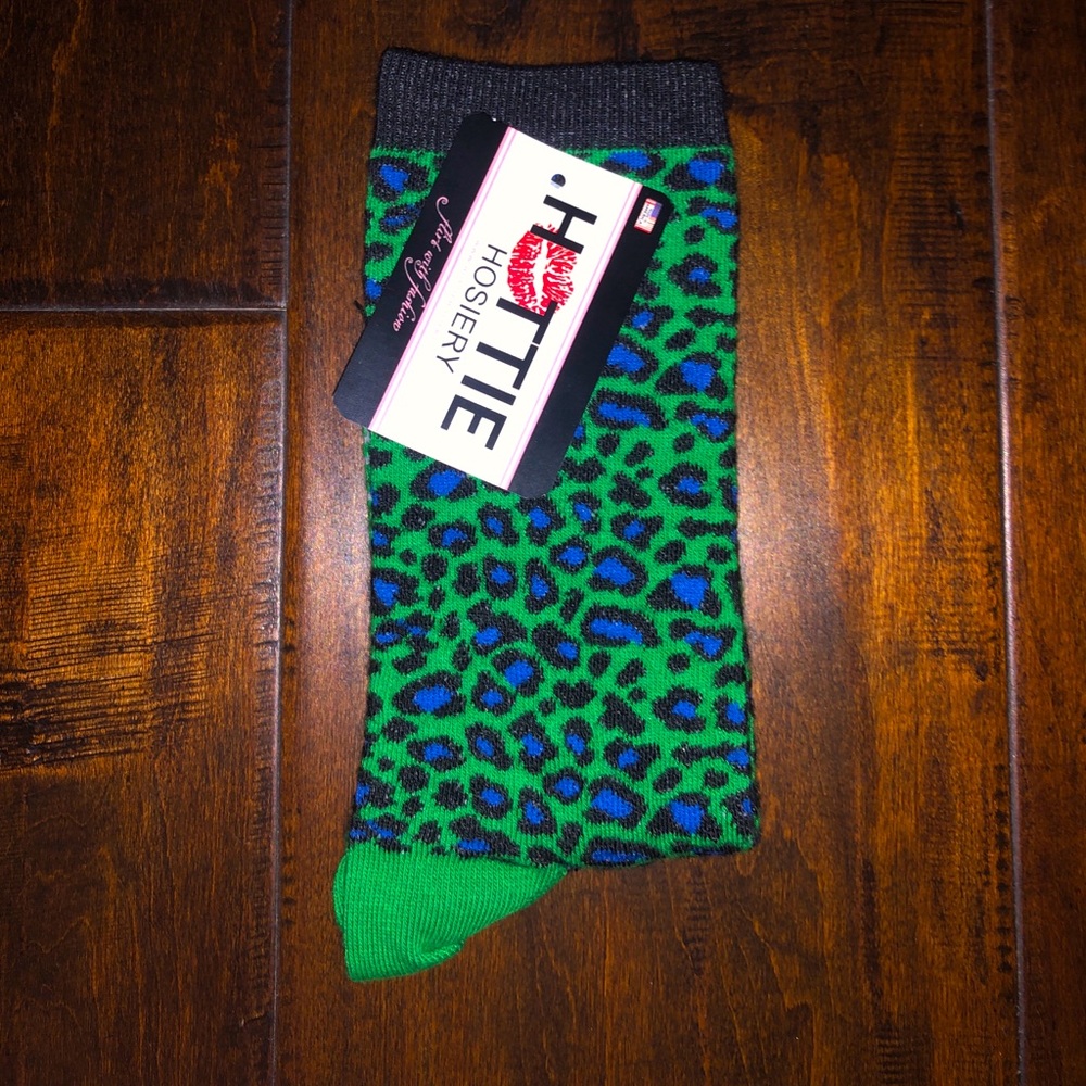 Green/ Blue Cheetah Prink Crew Socks